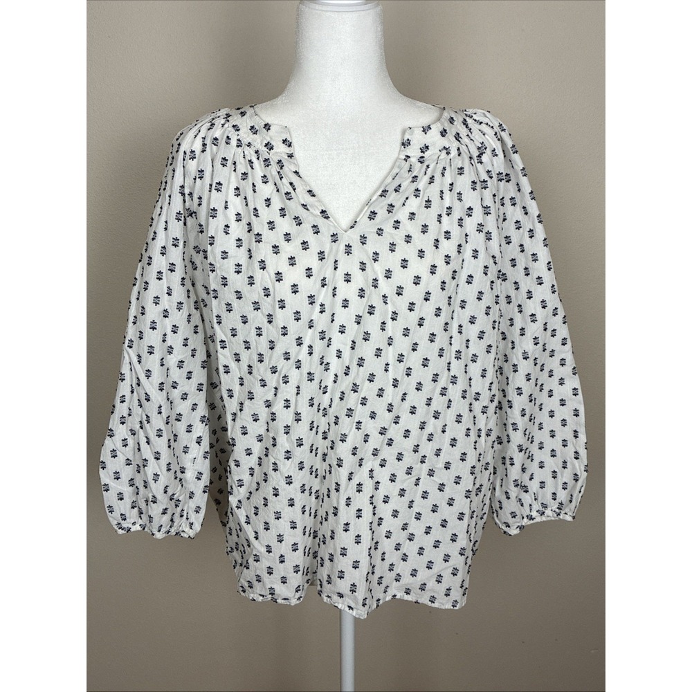 Universal Threads White and Blue Blouse Women's Size XL (B7)